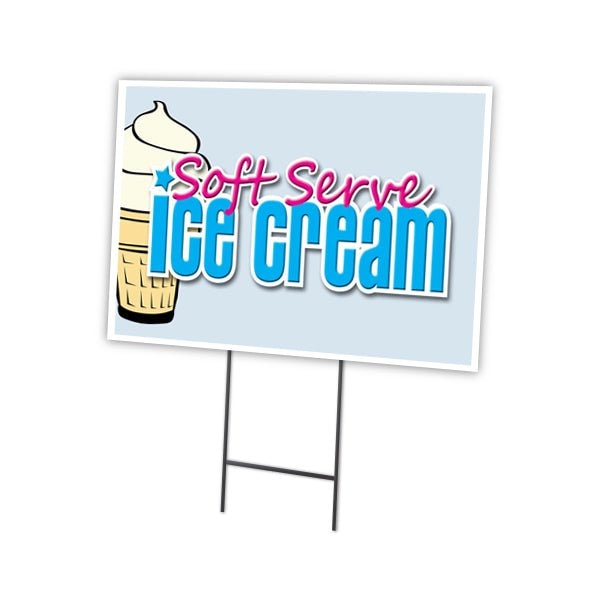Soft Serve Vanilla Ice Yard & Stake outdoor plastic coroplast window, C-1216 Soft Serve Vanilla Ice
